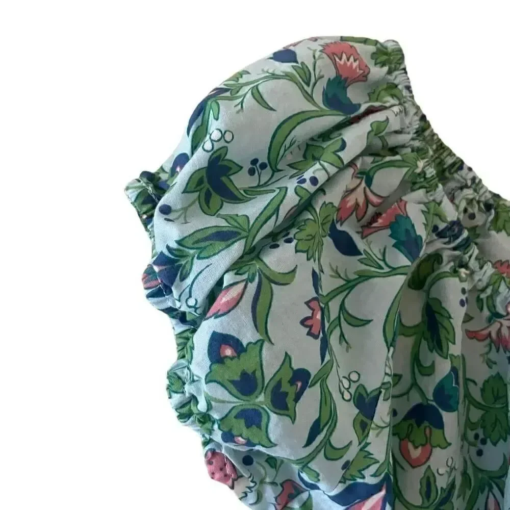 Victoria’s Secret Green Floral Cotton Lightweight Cropped Boxy SZ L #1791